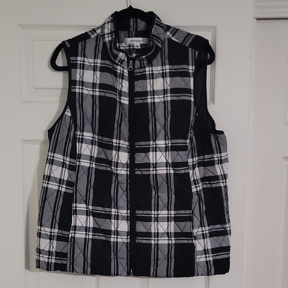 Croft & Barrow Black and White Checkered Vest
